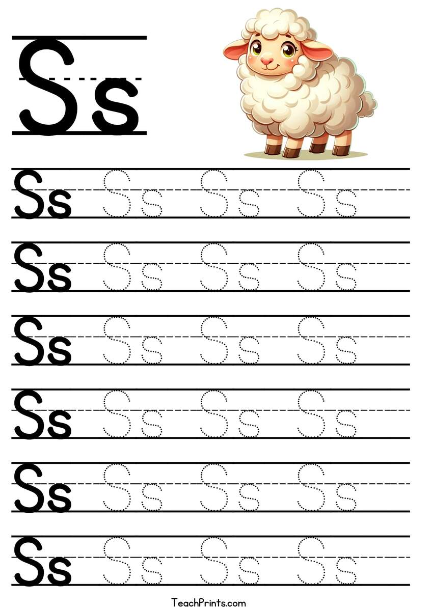 Letter S Tracing Worksheet Free Printables Teach Prints