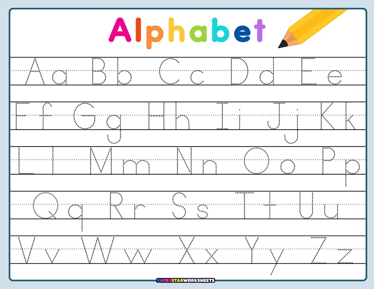 Letter Tracing Worksheets Superstar Worksheets Free Printable Lowercase Alphabet Letters Tracing Worksheet