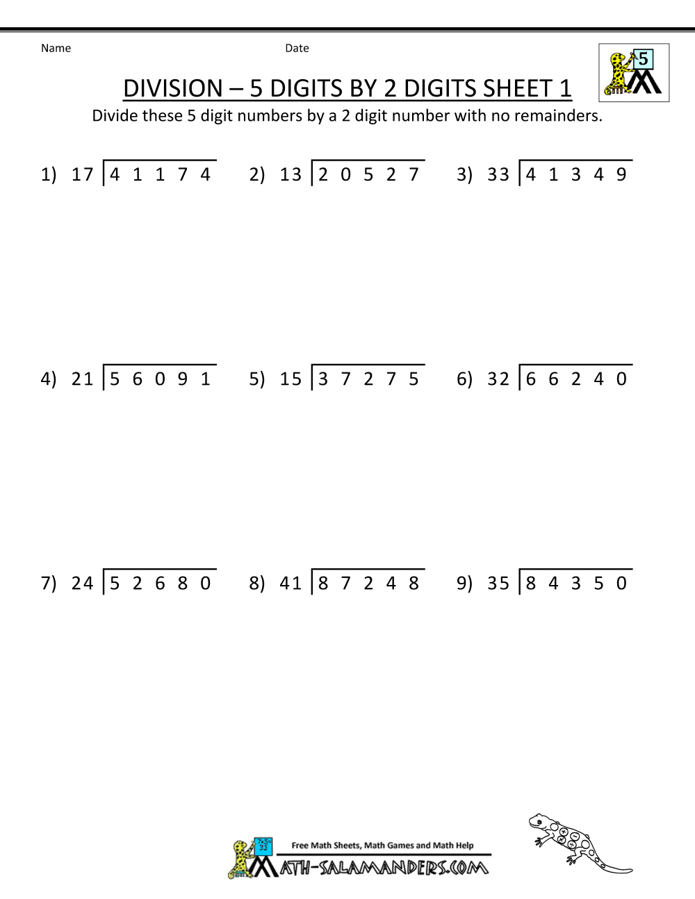 Long Division Worksheets For 5th Grade Long Division Worksheets For 5th Grade