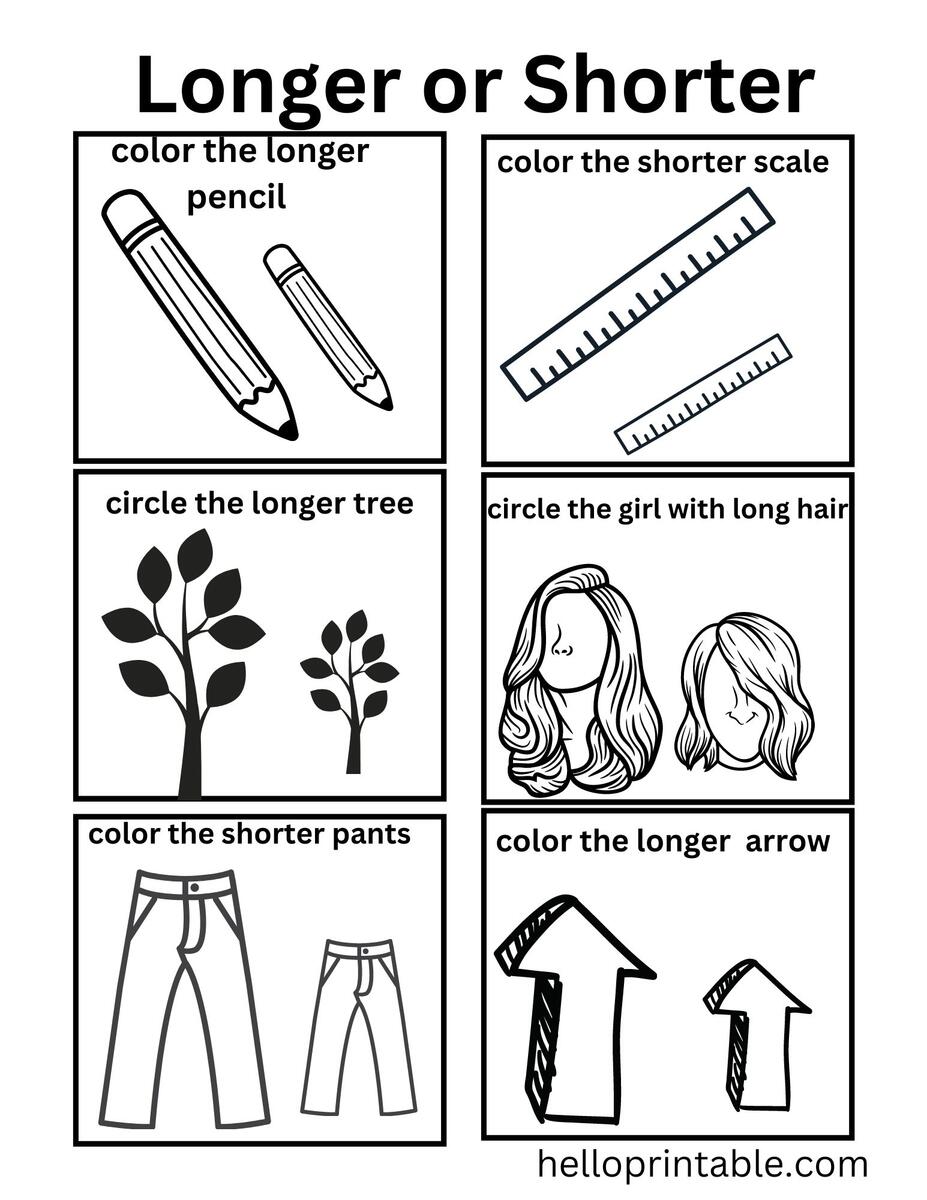 Longer Or Shorter Compare Lengths Worksheets Helloprintable Longer Or Shorter Compare Lengths Worksheets Helloprintable