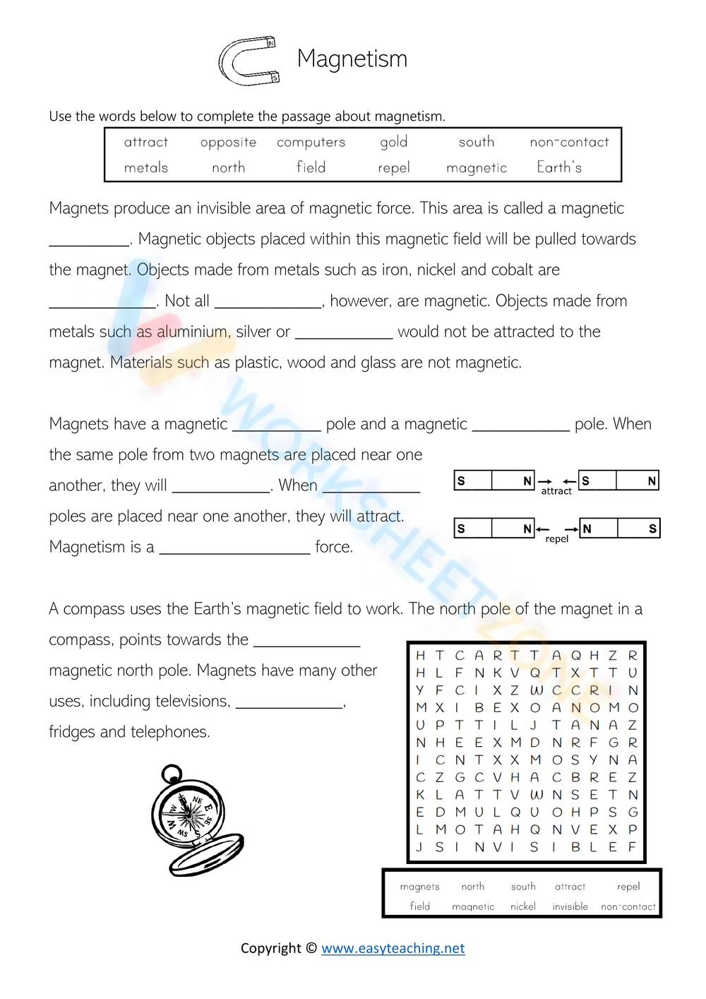 Magnetism Worksheets Printable