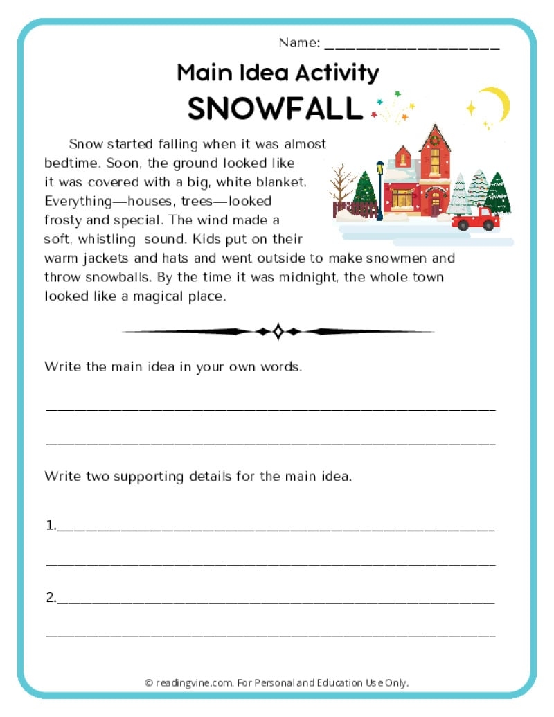 Main Idea Practice Pages For Beginners Reading Comprehension Worksheets Library
