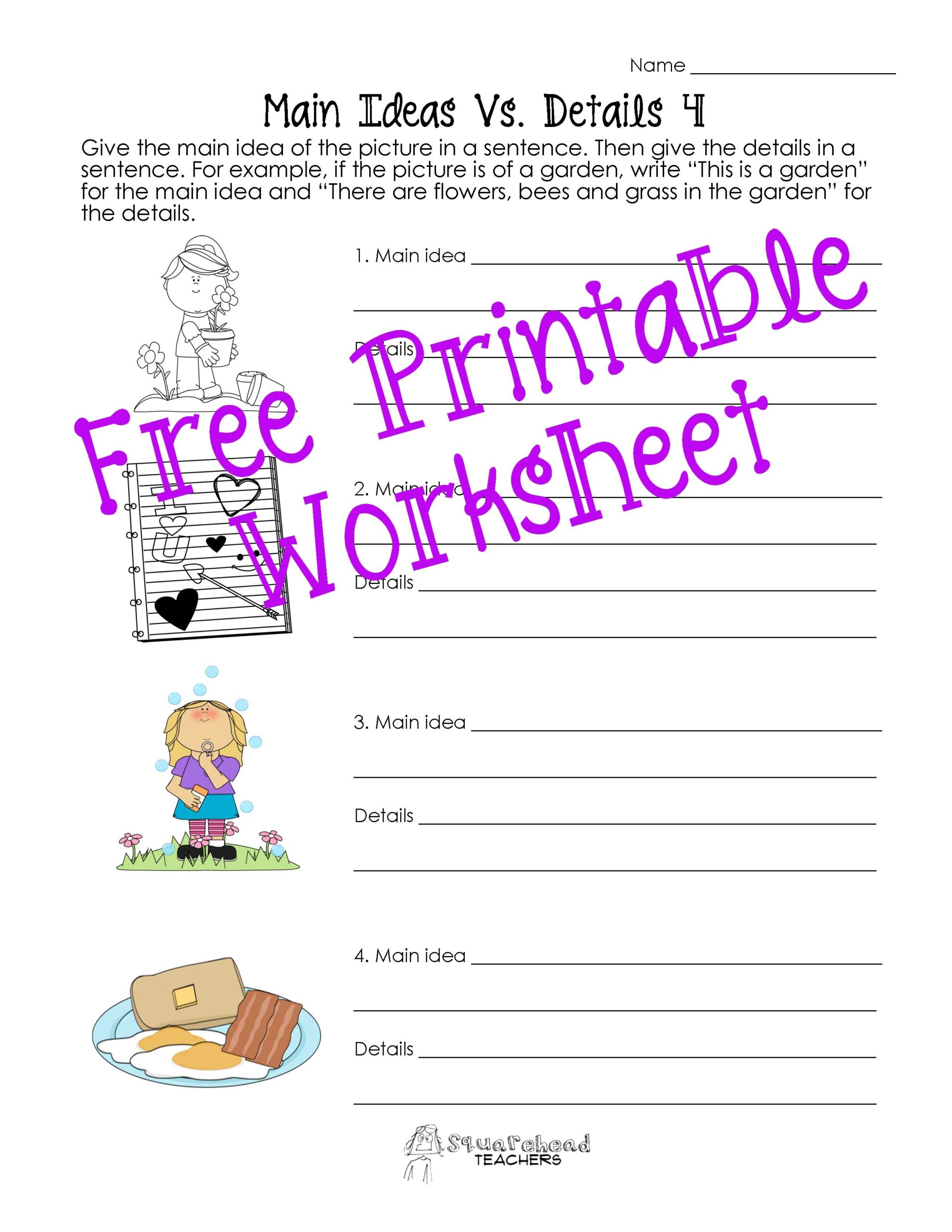Main Idea Vs Details Worksheets Post 2 Squarehead Teachers