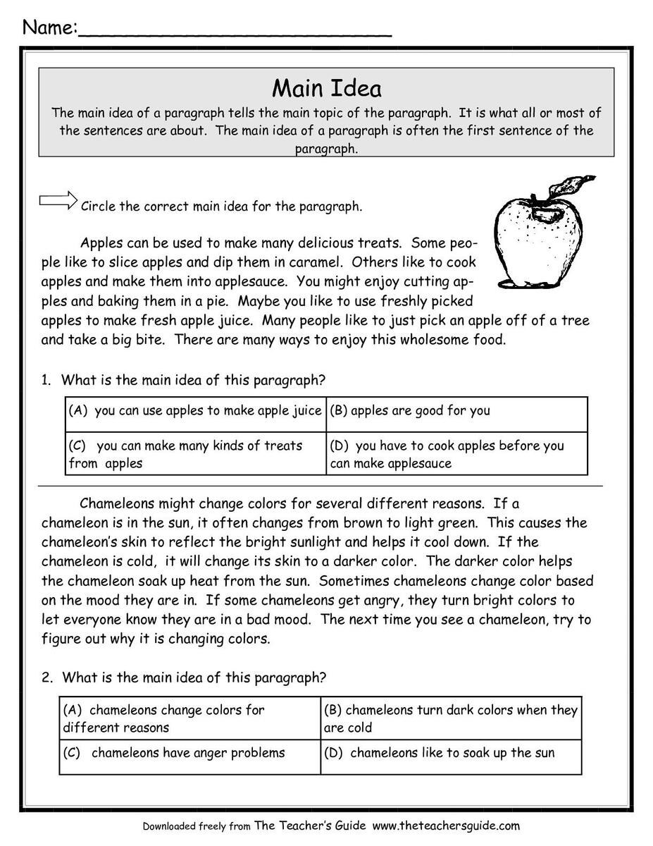 Main Idea Worksheet 5 Reading Activity Worksheets Library