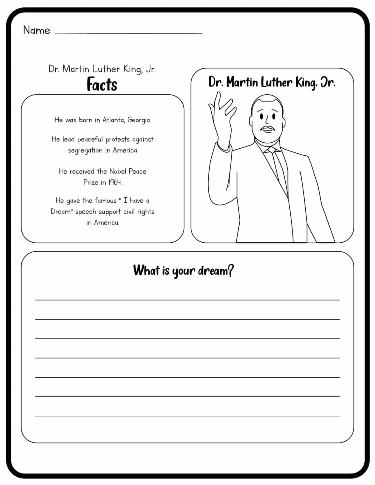Martin Luther King Jr Worksheets Free Printables Frugal Mom Eh Who Is Martin Luther King Jr Free Worksheet SKOOLGO