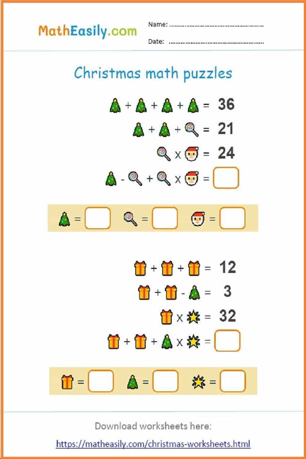 Math Christmas Worksheets PDF Free Download FREE Printable Math Games For Kids PDF
