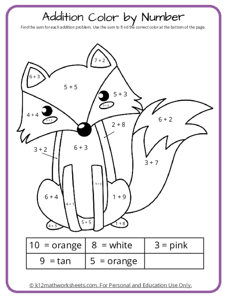 Math Coloring Pages Free Preschool Worksheets