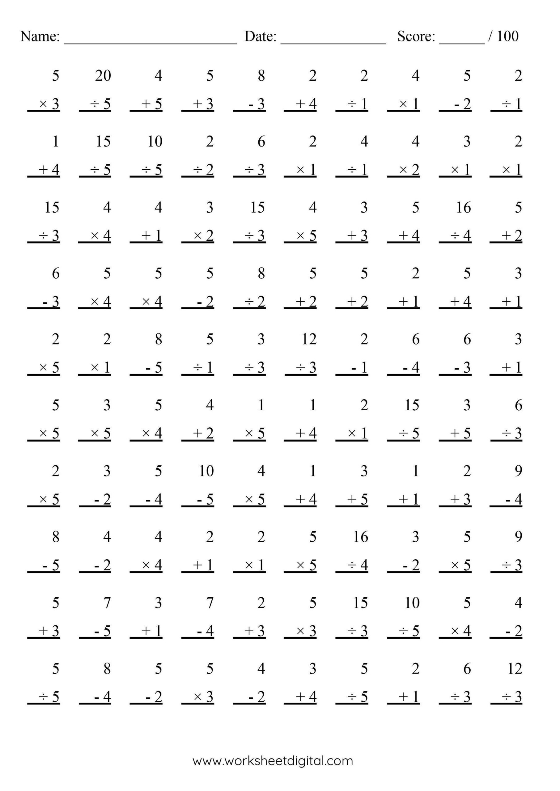 Math Drills Mixed Operations 1000 Sums Printable Etsy Math Drills Mixed Operations 1000 Sums Printable Etsy