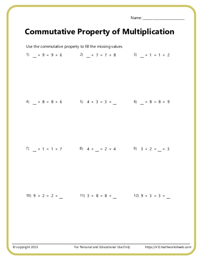 Properties Of Multiplication Zero Identity Commutative Live Worksheets Library