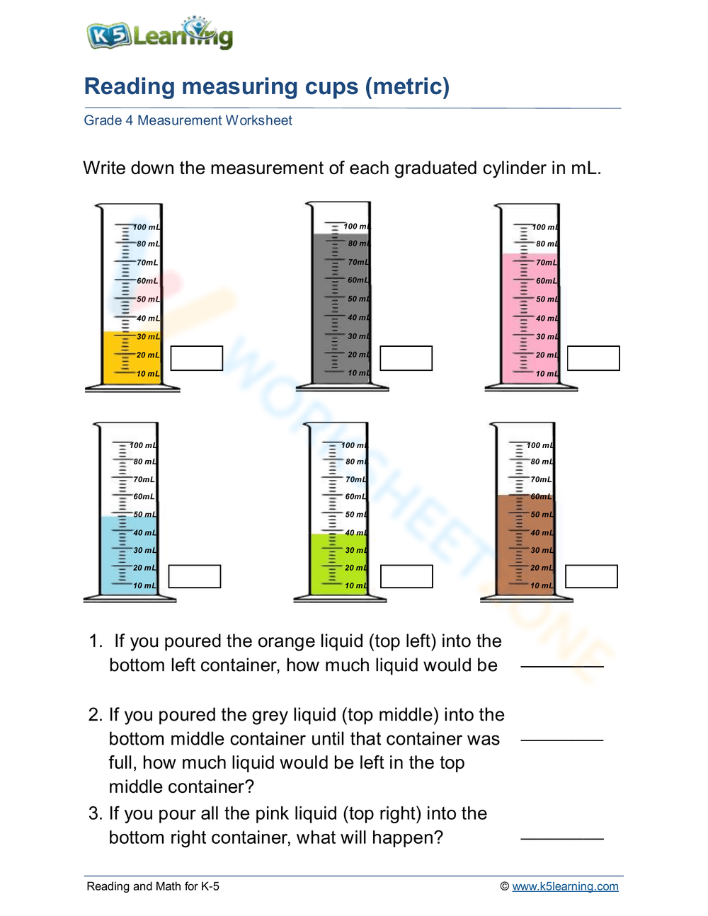 Measuring Liquid Volume Worksheets Printable Measuring Liquid Volume Worksheets Printable