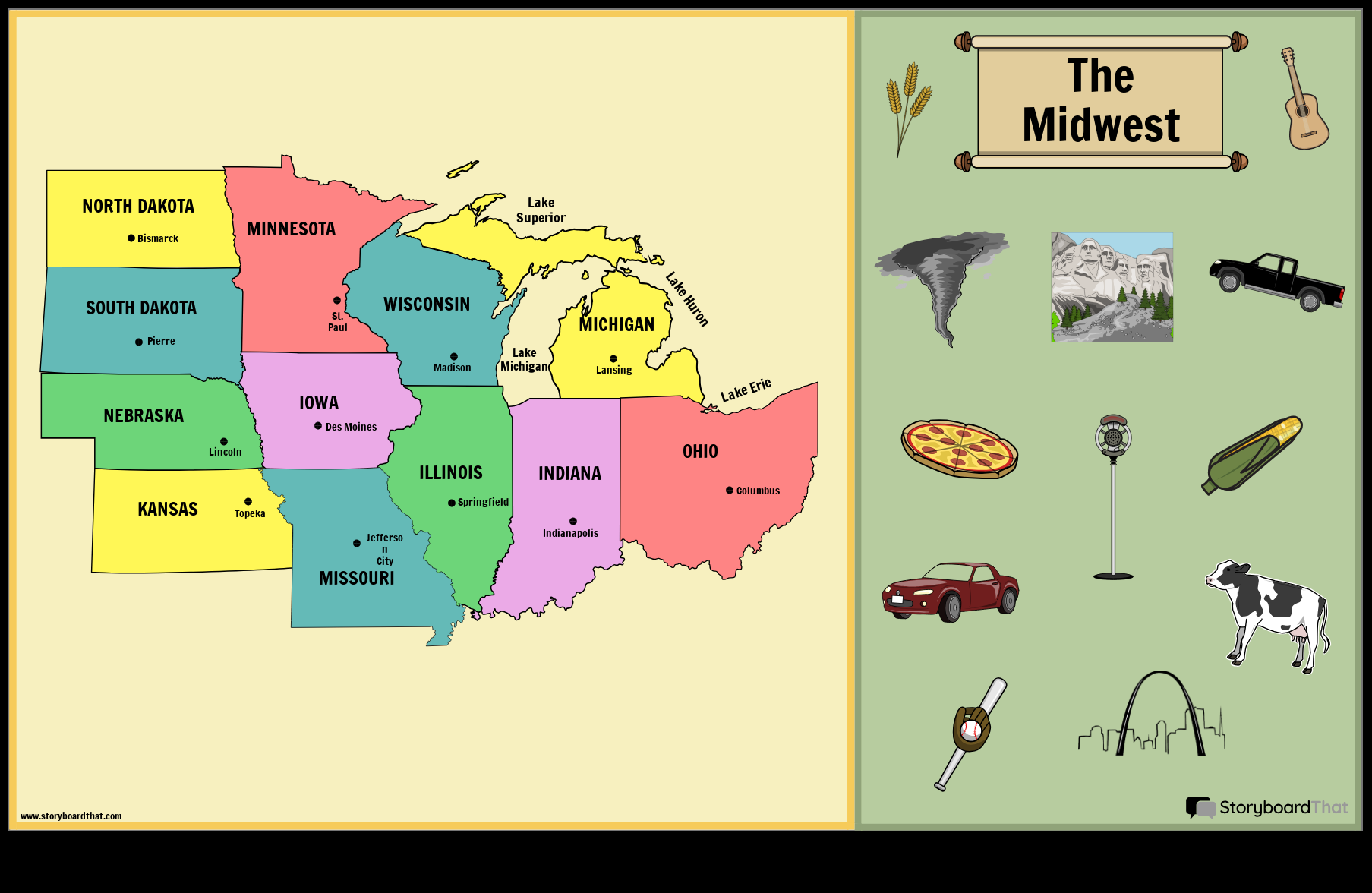 Midwest Map Activity Label Capitals With Storyboard That Midwest Map Activity Label Capitals With Storyboard That