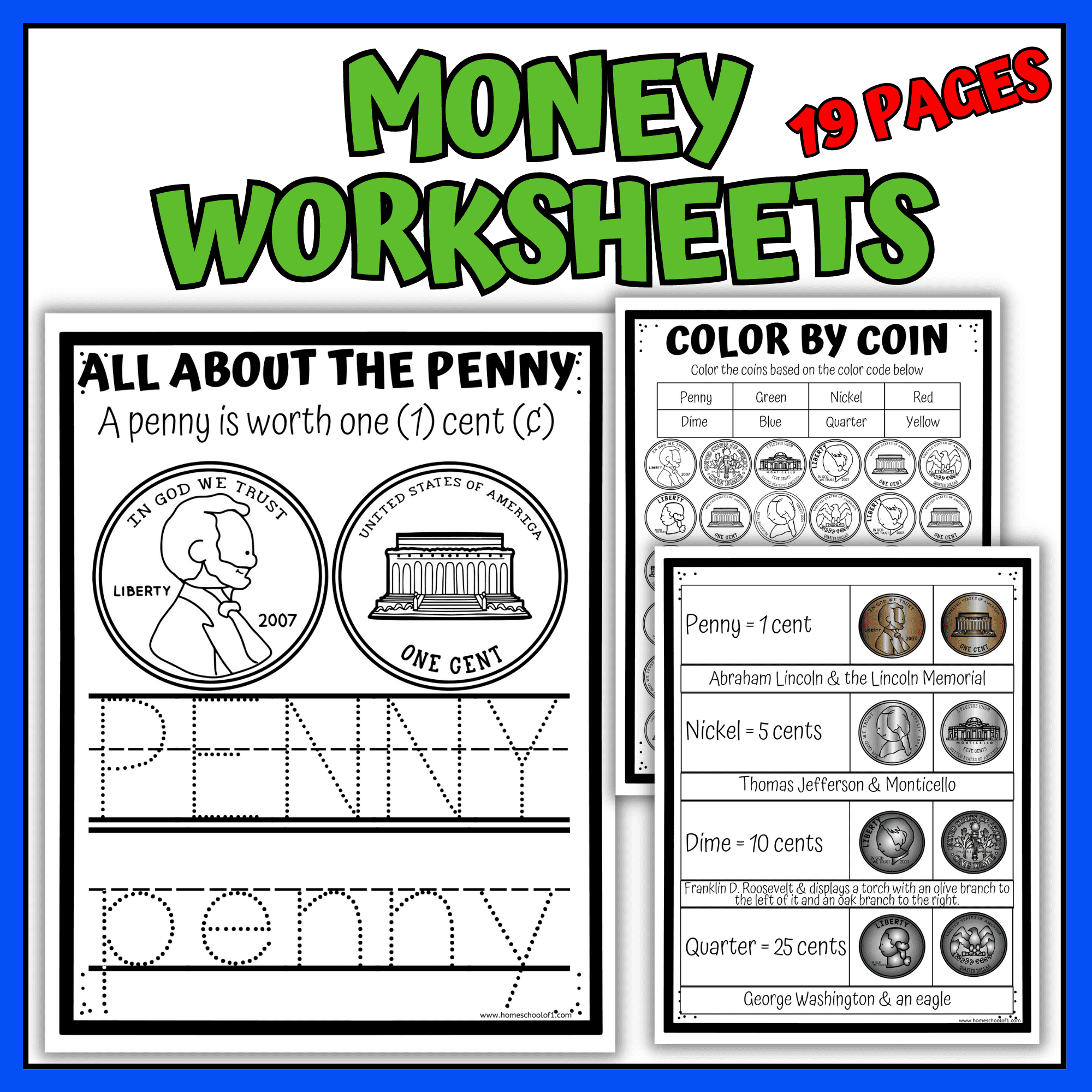 Money Worksheets For Kindergarten Learn To Count US Coins Money Worksheets For Kindergarten Learn To Count US Coins