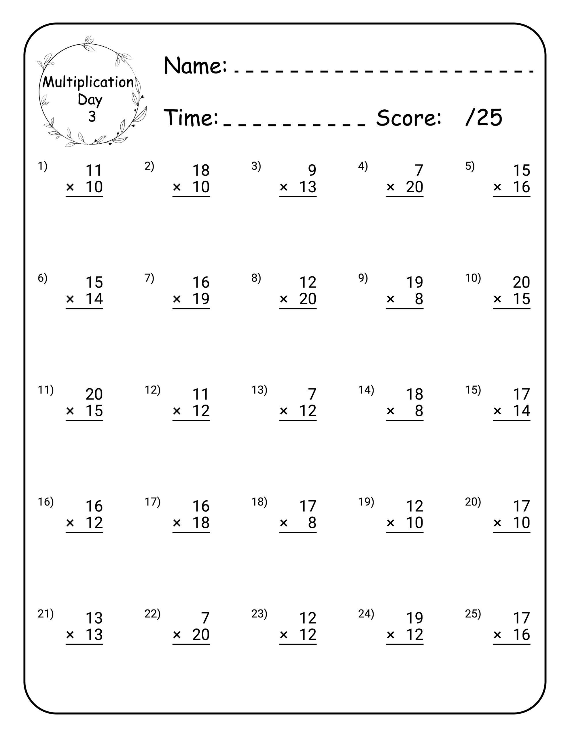 Grade 5 Multiplication Worksheets
