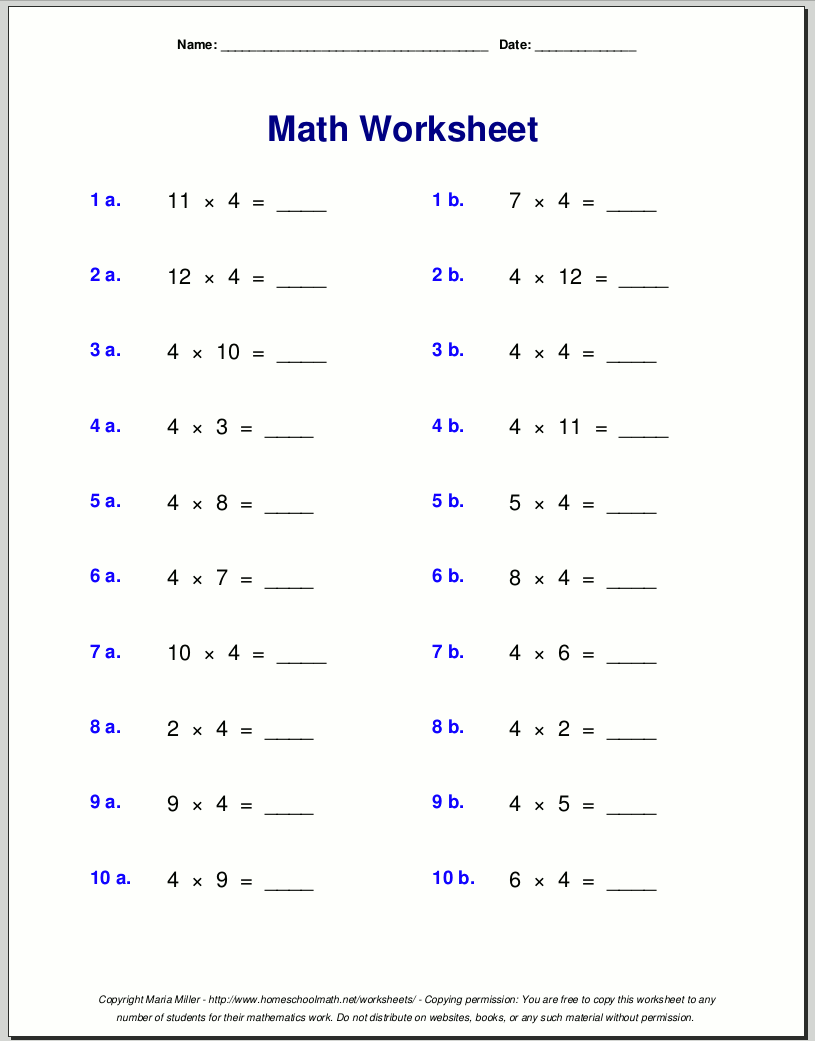 Multiplication Worksheets For Grade 3 3rd Grade Comparing And Ordering Numbers