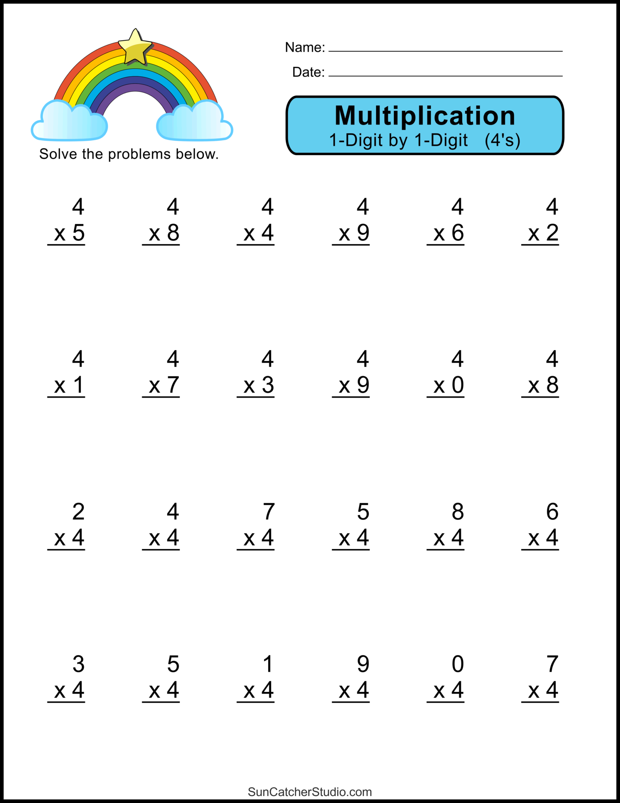 Multiplication Worksheets One Digit Math Drills Free Printables Lettering SVG Files Tools Apps Free Multiplication Worksheets 1 12 Paper Trail Design