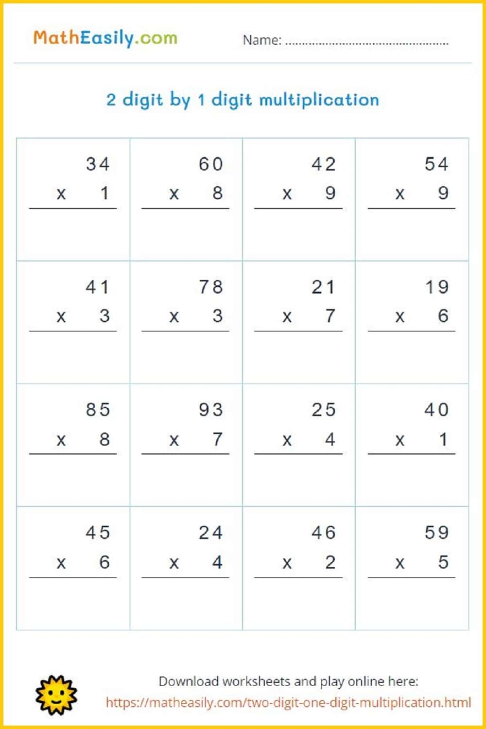 Multiplication Worksheets PDF Free Download