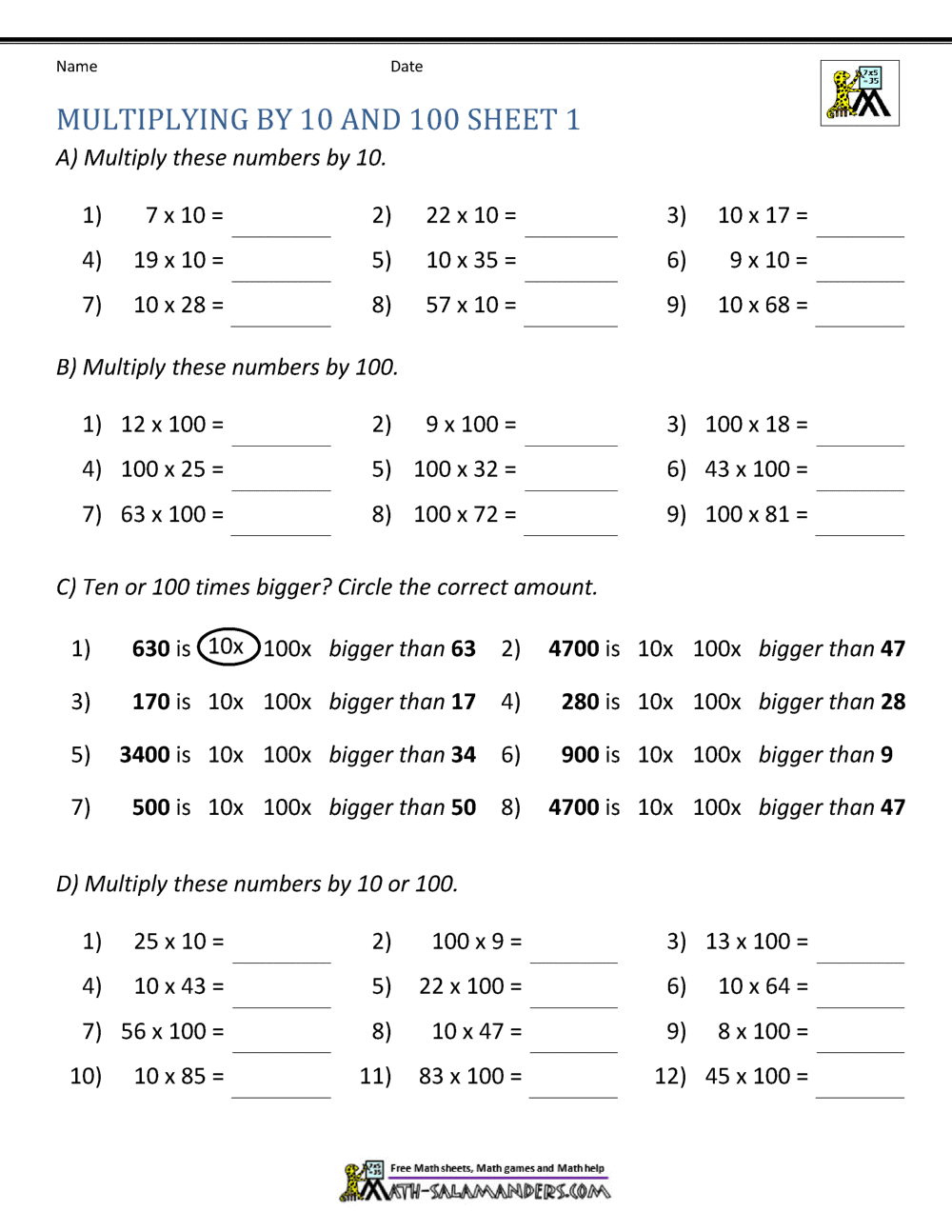 Free 2 Digit By 2 Digit Multiplication Worksheets Teach Prints