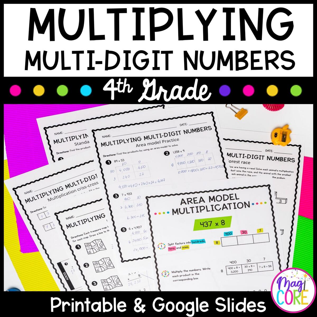 Multiplying Multi Digit Numbers 4th Grade 4 NBT B 5 MagiCore 4 NBT B 5 Worksheets Printable 4th Grade Math Worksheets Cazoom Math