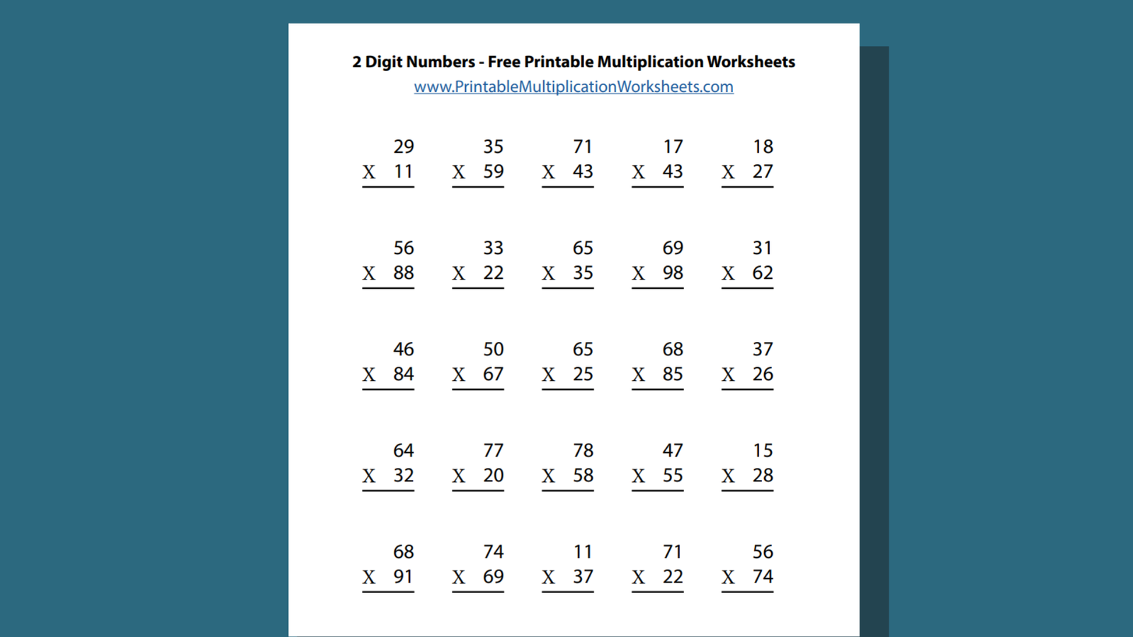 Multiplying With 2 Digit Numbers Printable Multiplication Worksheets Free Multiplication Worksheets 1 12 Paper Trail Design