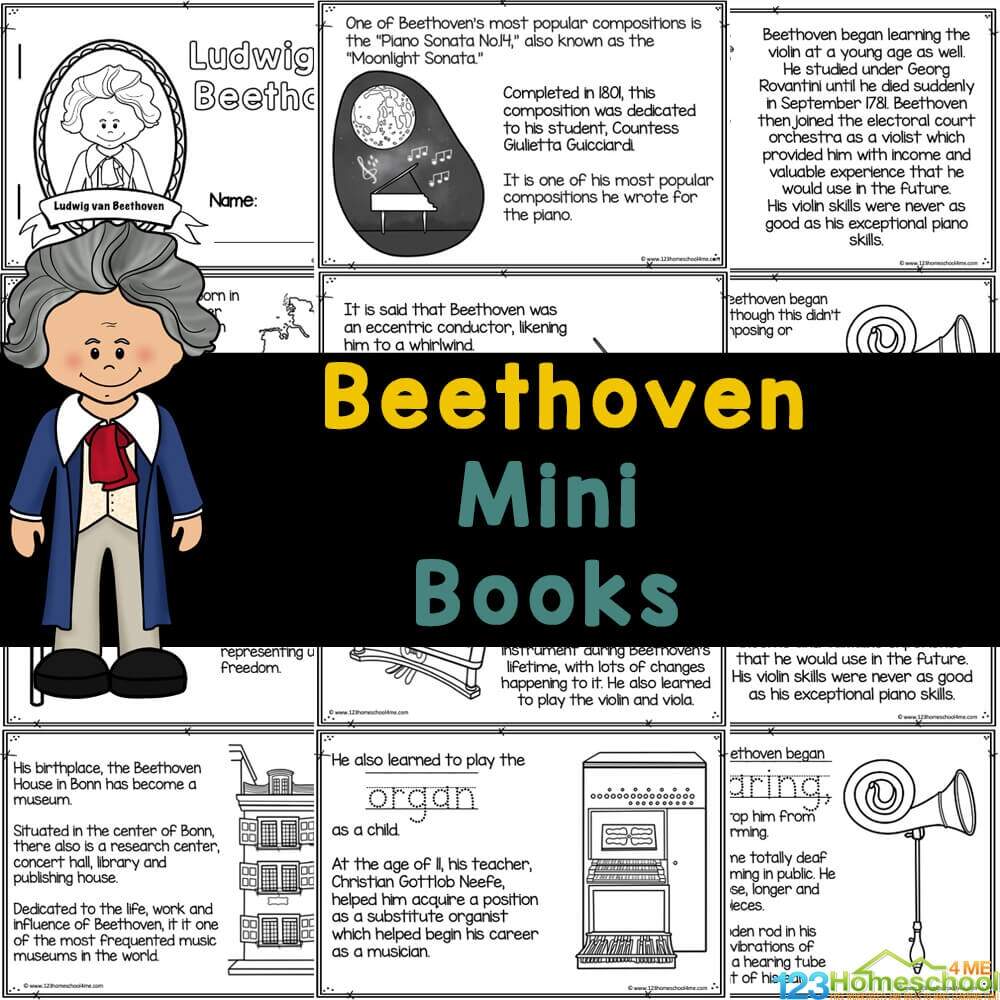 Music Composer Beethoven For Kids Mini Book To Read Color Learn Music Composer Beethoven For Kids Mini Book To Read Color Learn