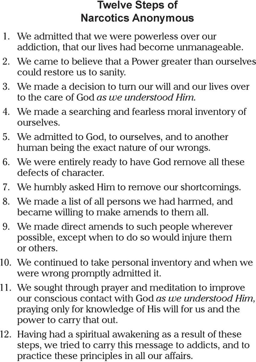 Narcotics Anonymous 12 Steps Worksheet Your Path To Recovery Narcotics Anonymous 12 Steps Worksheet Your Path To Recovery