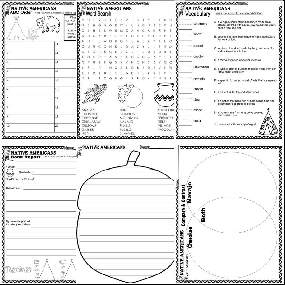 Native American Indigenous First People ELA Vocabulary Social Studies Worksheets Made By Teachers