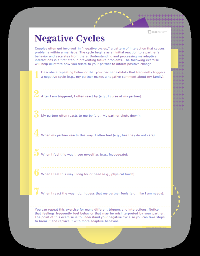 Negative Cycles Worksheet Couples Therapy Worksheets TheraPlatform Resources