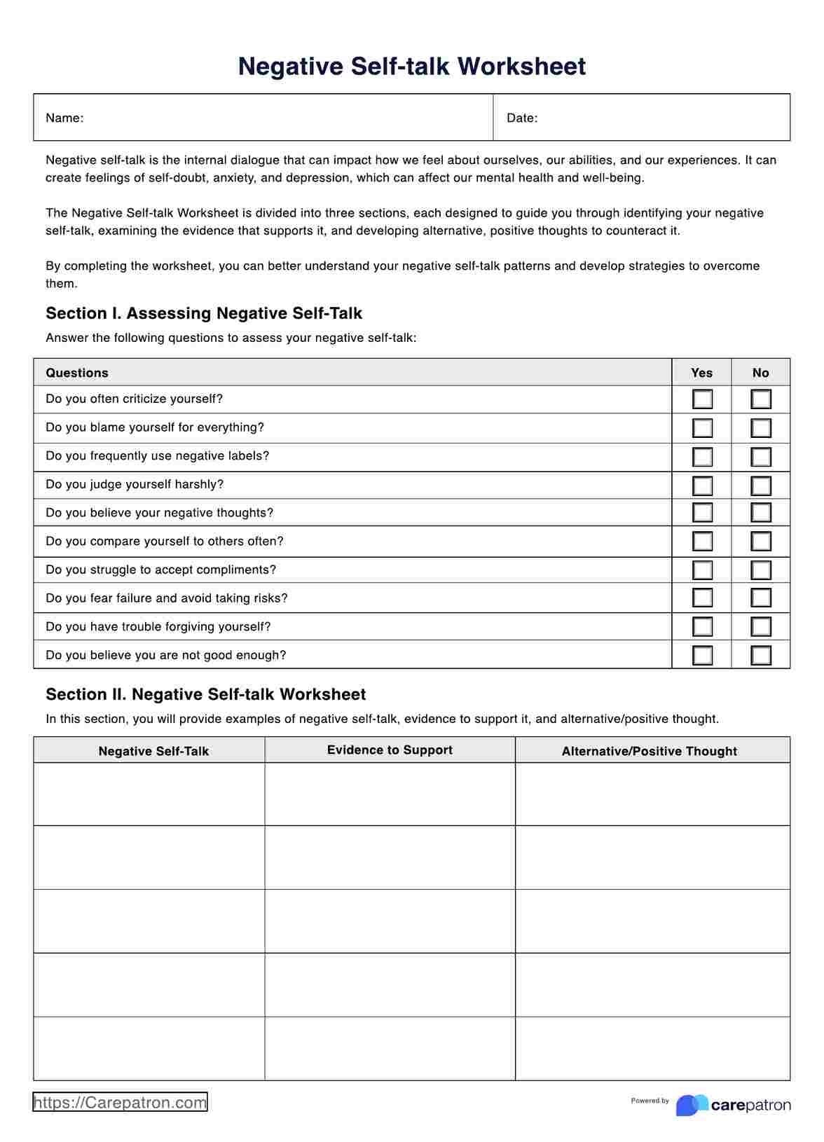 Negative Self Talk Worksheet Self Esteem Clouds Free Printable For Grades 1 3 SKOOLGO