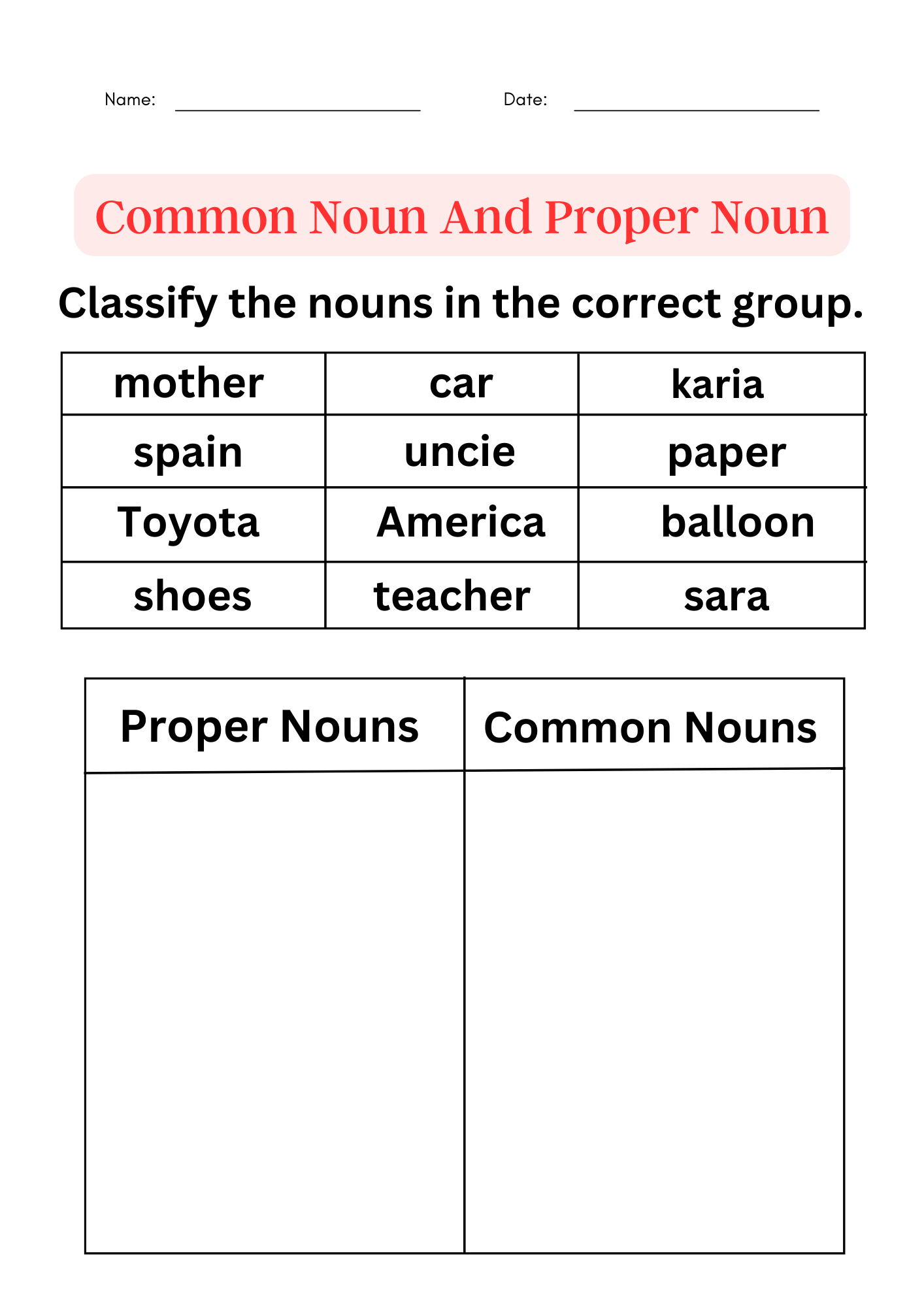 Nouns Common And Proper ESL Worksheet By Xind2007