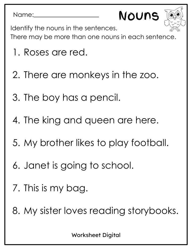 Nouns Worksheet Grammar Practice For Grades 1 3 PDF Etsy Finding Nouns Worksheet Have Fun Teaching