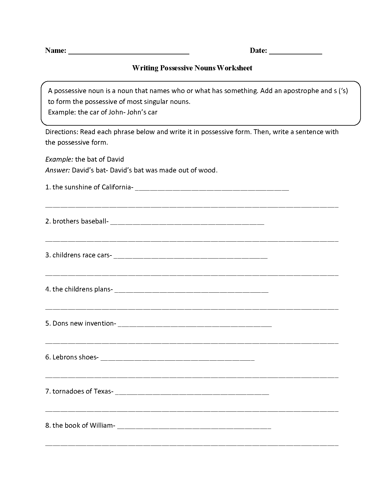 Nouns Worksheets Possessive Nouns Worksheets Nouns Worksheets Possessive Nouns Worksheets