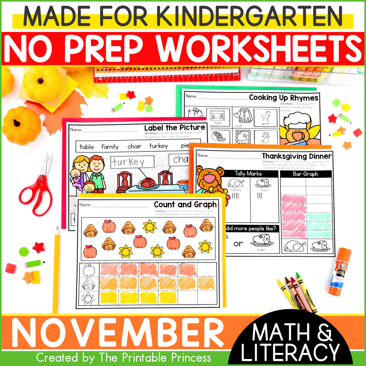 November Literacy And Math Worksheets For Kindergarten The Printable Princess November Literacy And Math Worksheets For Kindergarten The Printable Princess