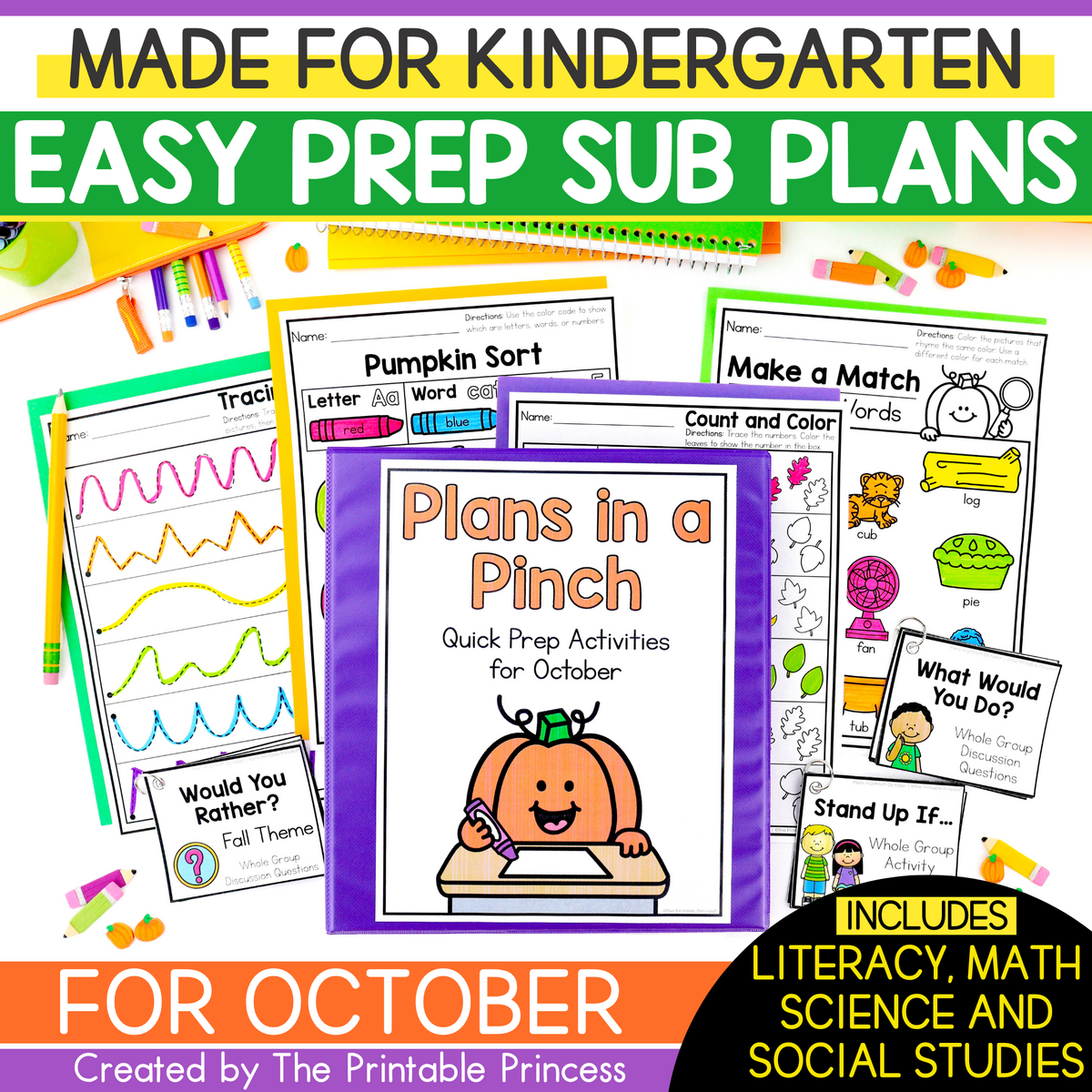 October Emergency Sub Plans For Kindergarten The Printable Princess Rhyming Archives The Activity Mom