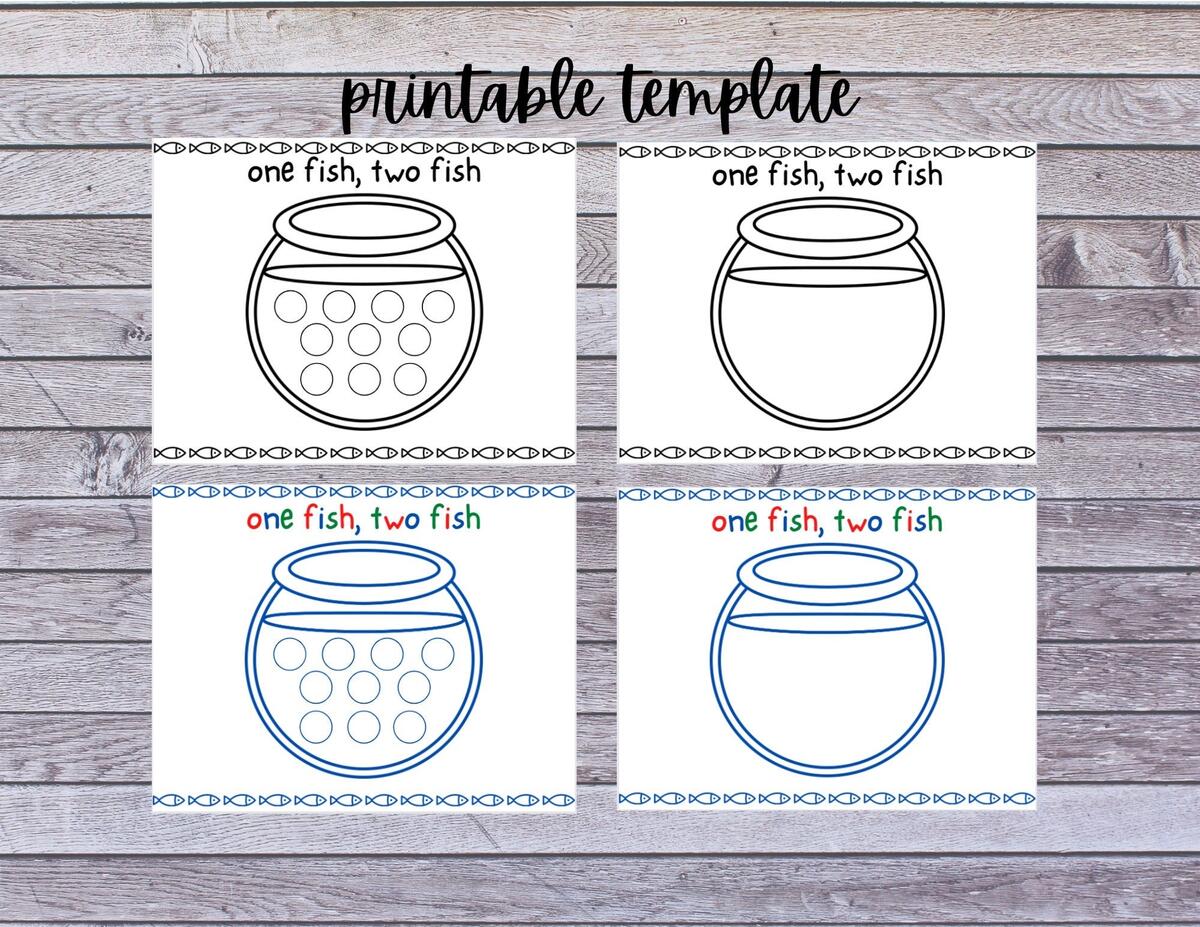 One Fish Two Fish Red Fish Blue Fish Dr Seuss Printables Free Preschool Printables