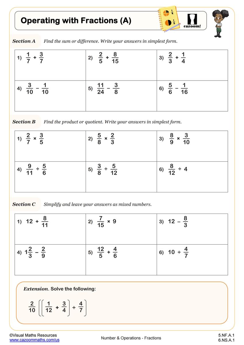 6th Grade Order Of Operations Worksheets