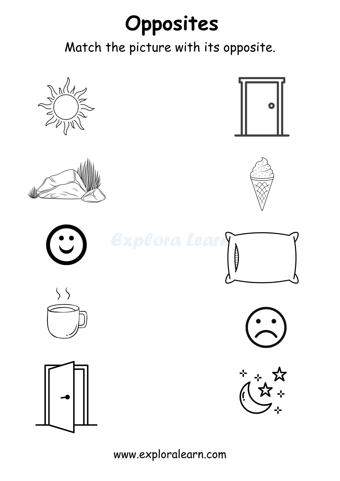 Opposites Comparison Worksheets For Preschool And Kindergarten 2 To 6 Years Kids