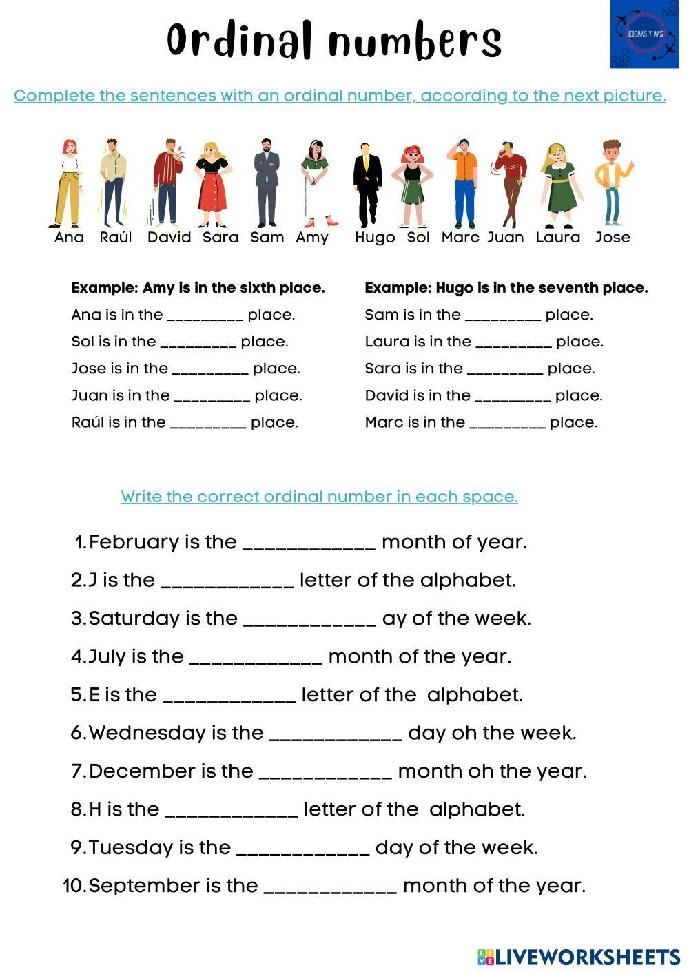 Ordinal Numbers Worksheets Library Cardinal And Ordinal Numbers Spanish Matching Exam Teaching Worksheets Library