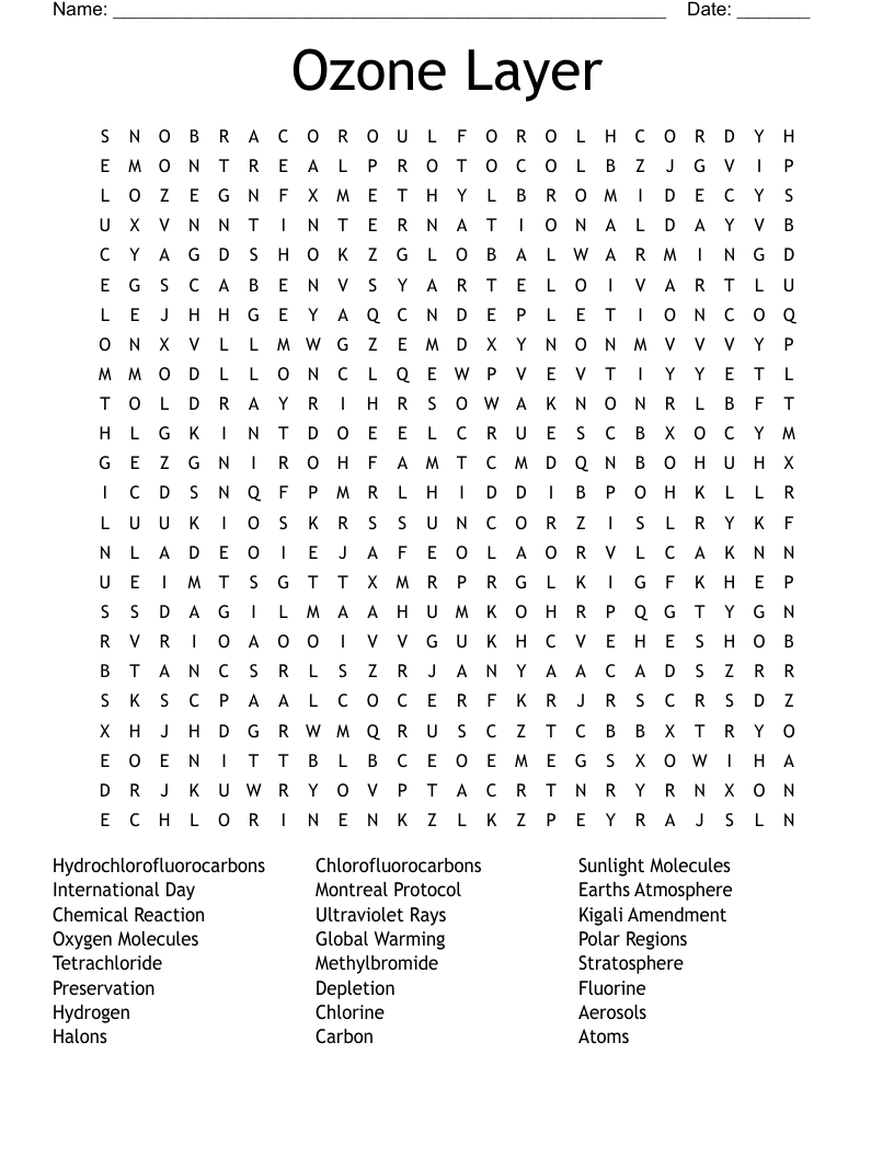 Preservation Of The Ozone Layer Worksheet WordMint