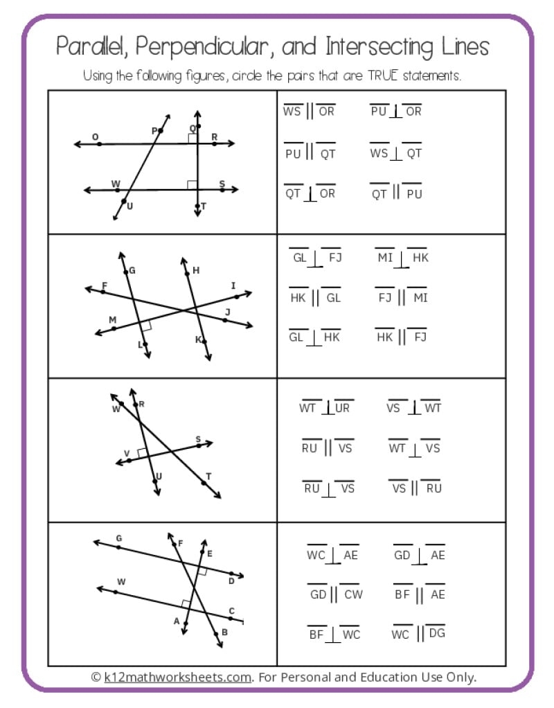Parallel Perpendicular And Intersecting Lines Worksheets 9 Comprehensive Parallel And Perpendicular Lines Worksheets The Teach Simple Blog