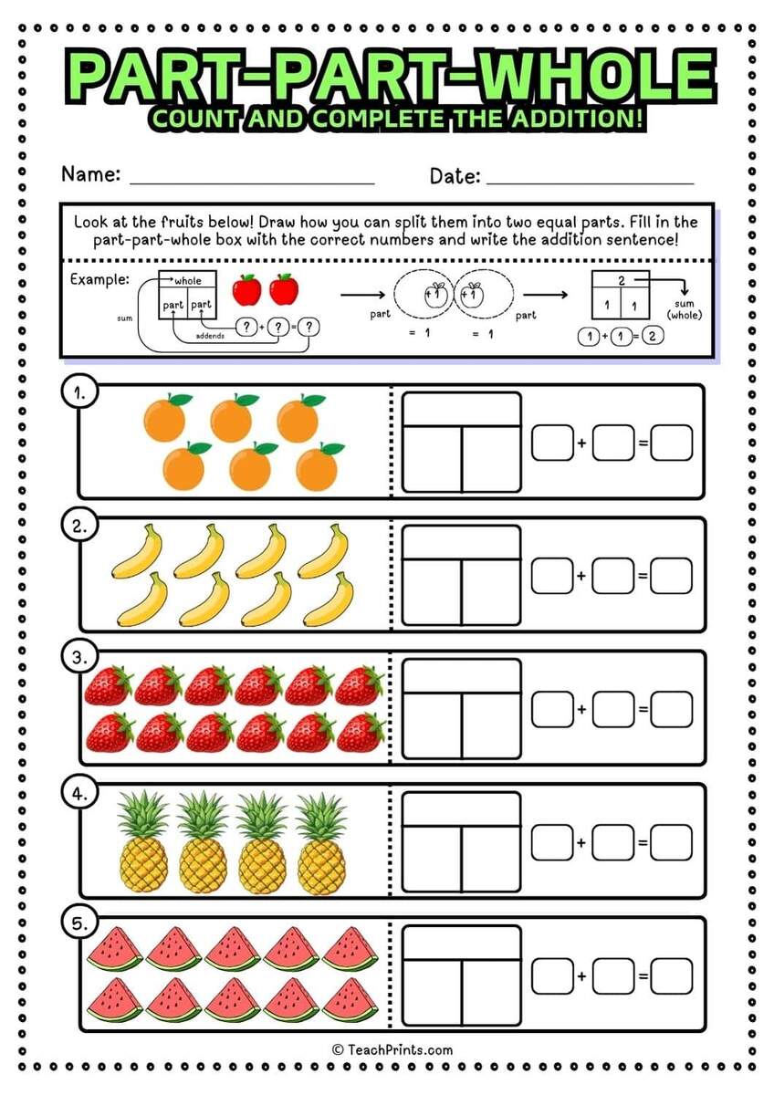 Part Part Whole Worksheets Free Teach Prints Part Part Whole Worksheets Free Teach Prints