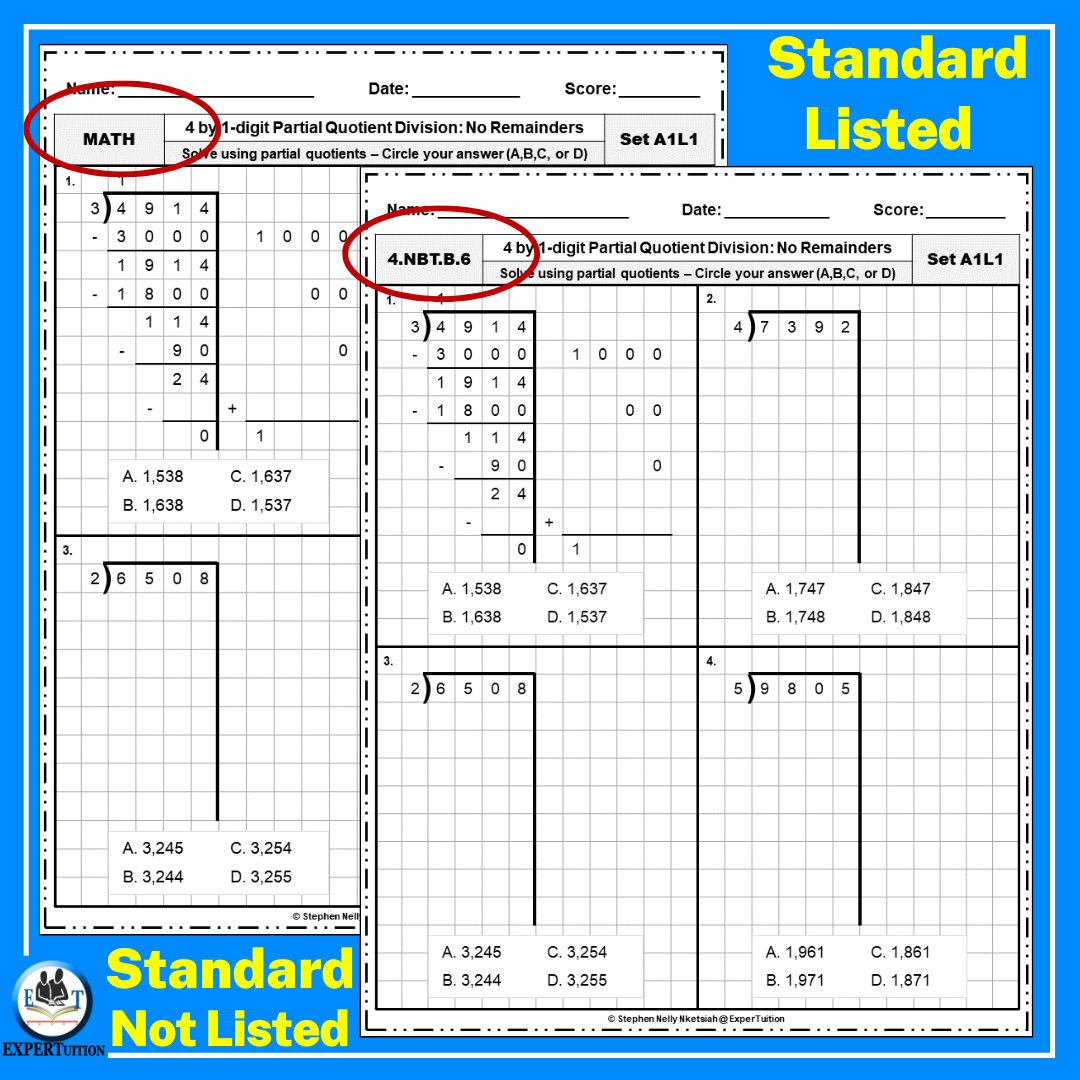 Partial Quotients Division With And Without Remainders Practice Worksheets Bundle Made By Teachers