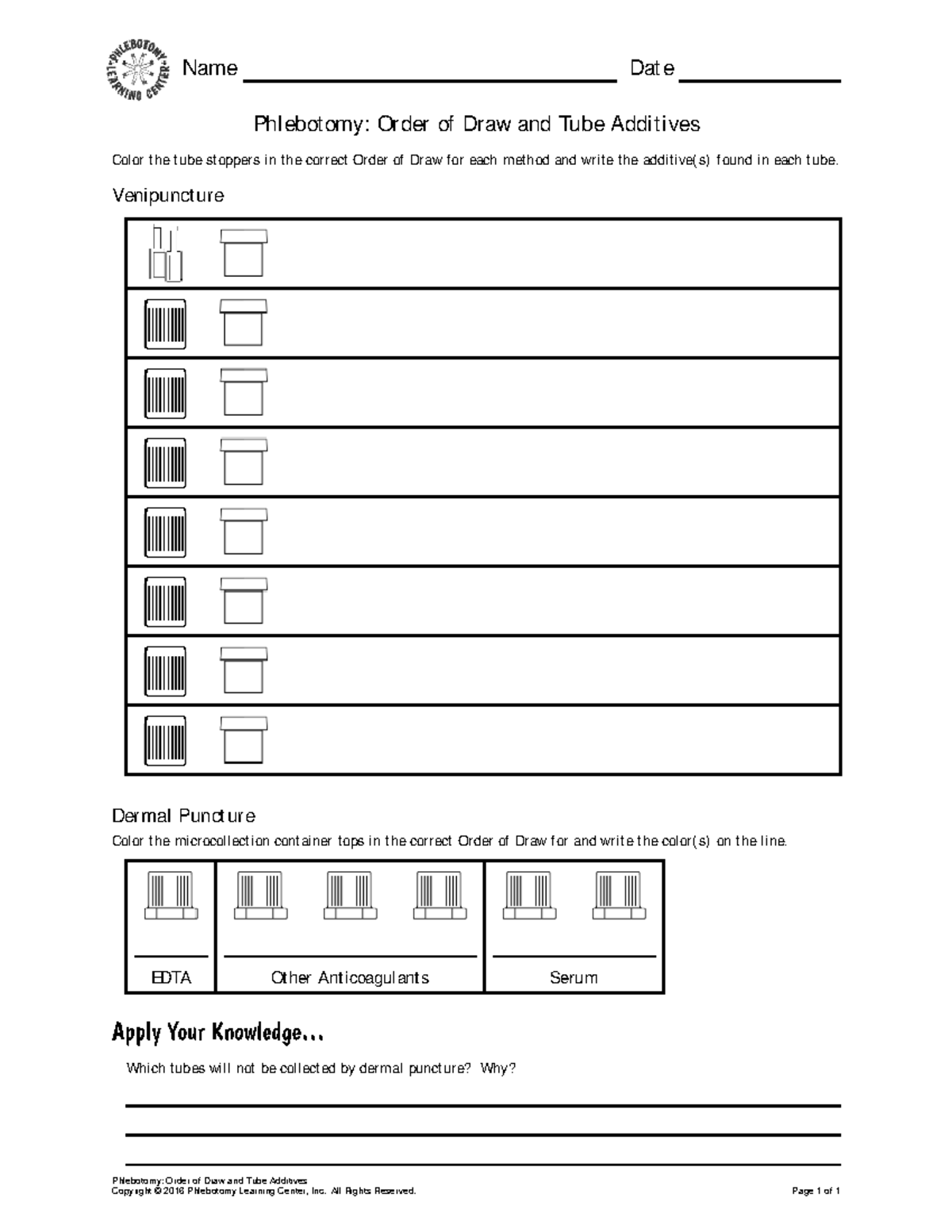 Phlebotomy PHLB101 Order Of Draw Tube Additives With Answer Key Studocu Phlebotomy Order Of Draw And Chart Exercise 2 Pages PDF Files Etsy UK
