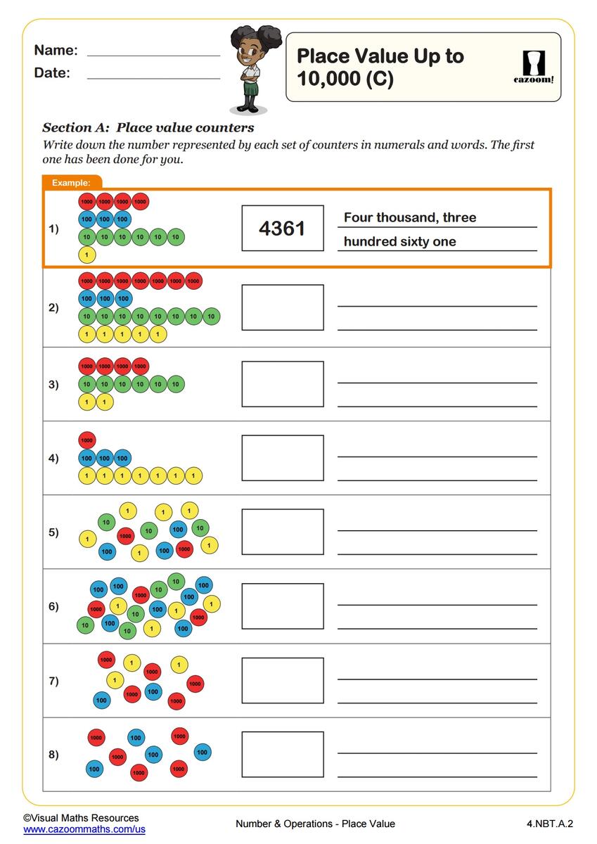 Place Value Up To 10 000 C PDF Printable Number And Operations Worksheets Cazoom Math Place Value Up To 10 000 C PDF Printable Number And Operations Worksheets Cazoom Math