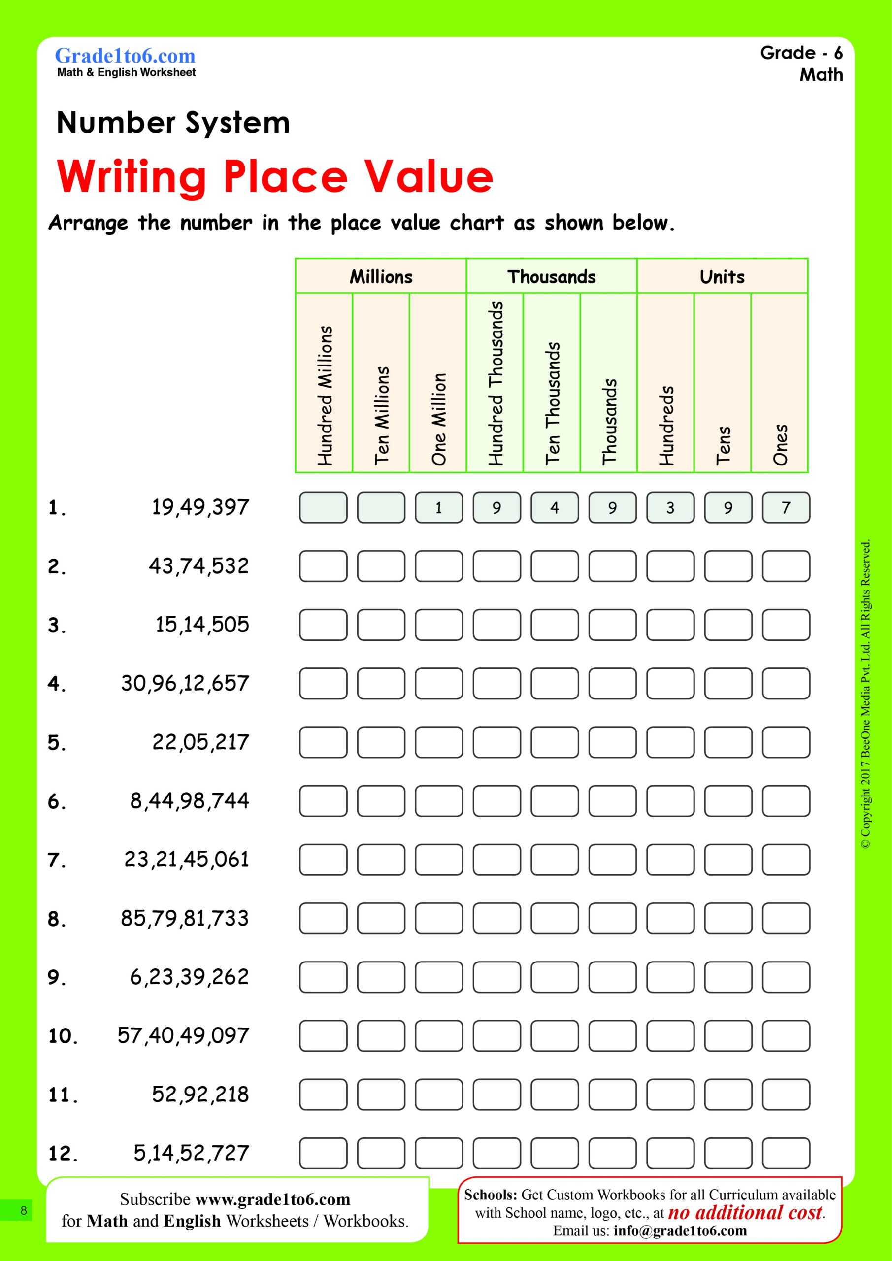 Place Value Worksheets Grade 6 Grade1to6 Place Value Worksheets Grade 6 Grade1to6