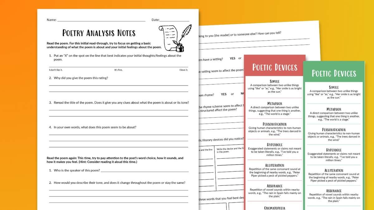 Poetry Analysis Worksheet And Bookmarks Free Printables We Are Teachers Poetry Analysis Worksheet And Bookmarks Free Printables We Are Teachers