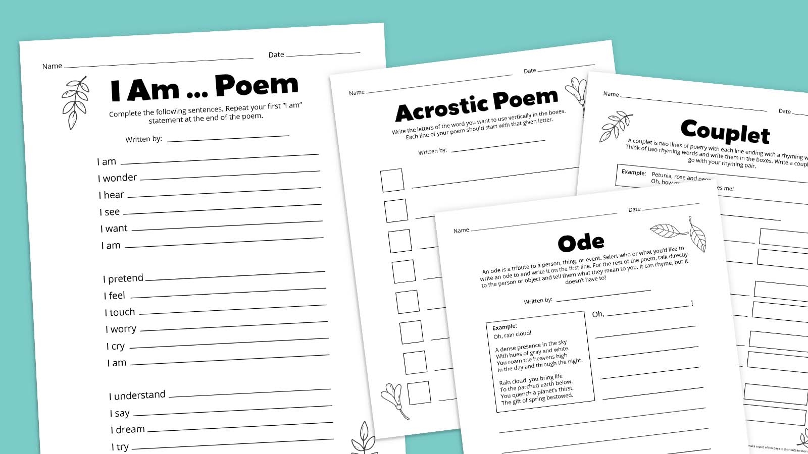 Poetry Worksheets Get Our Free Bundle With 8 Templates Free Poetry Worksheets Storyboard That Templates