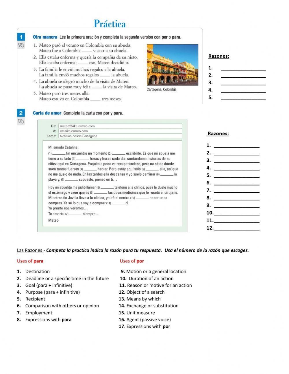 POR Vs PARA Printable Notes And 70 Practice Examples By Barbara Worksheets Library Spanish Por Vs Para 2 Grammar In Context Story 5 Activities Sub Plans Made By Teachers