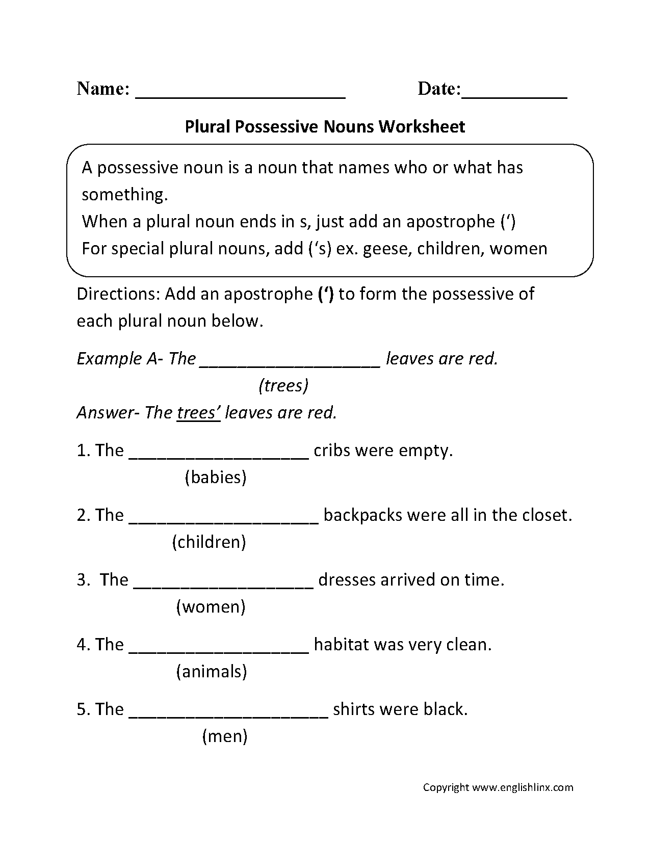 Possessive Nouns Worksheets Plural Possessive Nouns Worksheets Nouns Worksheets Possessive Nouns Worksheets