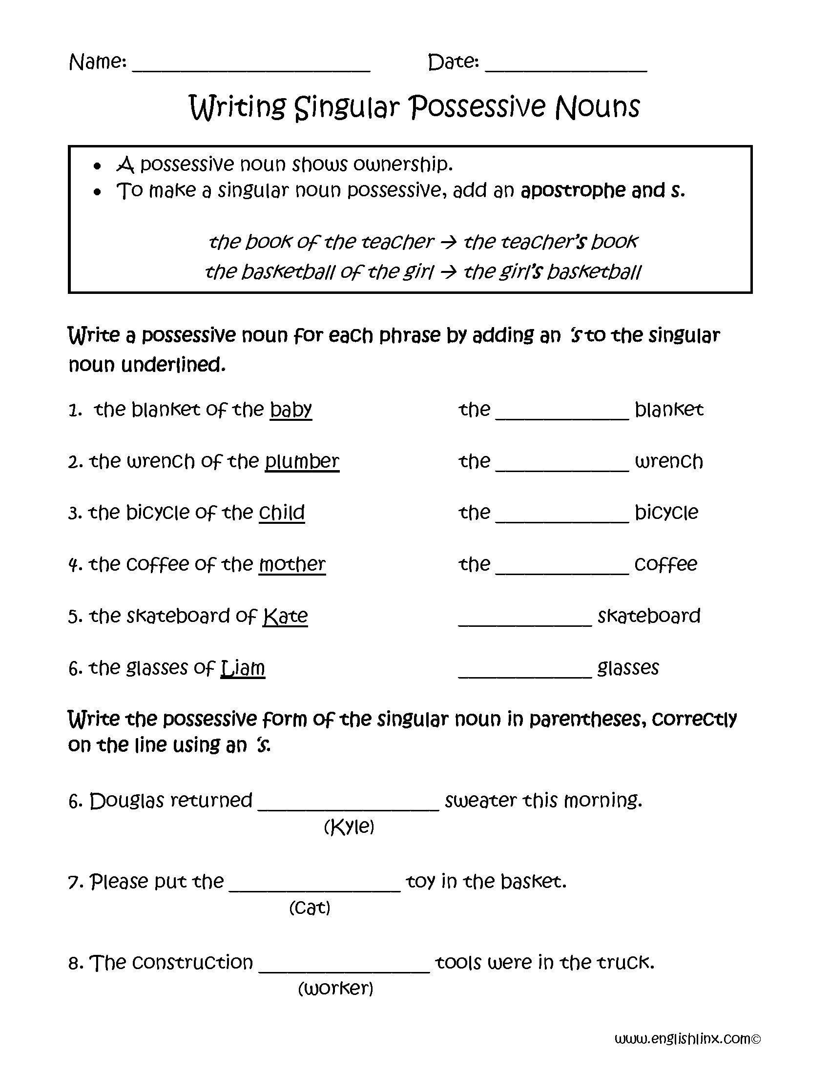Possessive Nouns Worksheets With Answers Digital And Printable For Grade 4 5 Made By Teachers