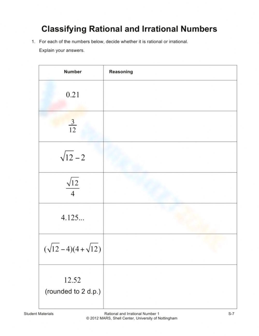 Printable 8th Grade Rational Numbers Worksheets Download